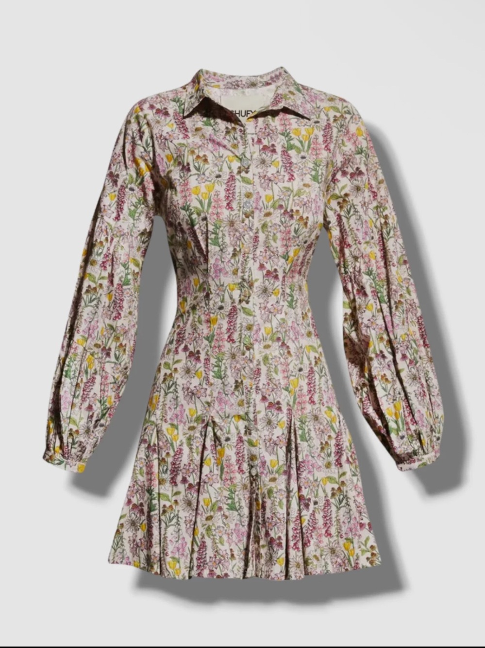 Floral Puff-Sleeve Mini Dress in Pink